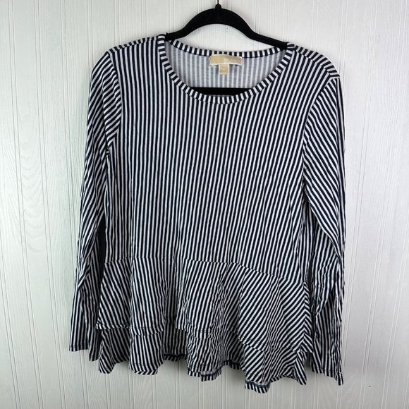 Michael Kors Black and white Stripe Long sleeve Top size Large - Picture 7 of 7